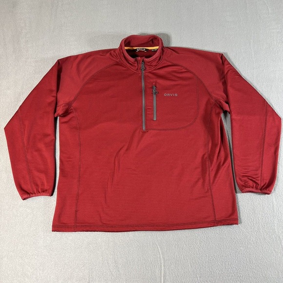 Orvis Horseshoe Hills Fleece Red Quarter Zip Performance Pullover XL - Picture 1 of 10